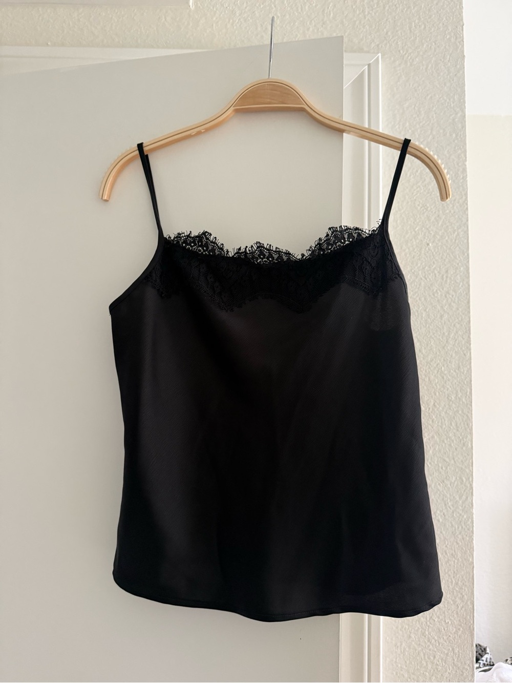 Wayf Black Satin Cami with Lace Trim - Picture 3 of 5